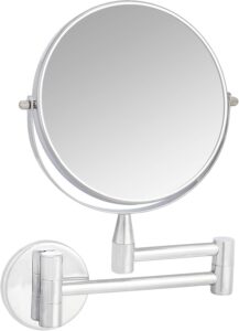 Amazon Basics Montaje en pared Vanity Redondo Mirror, Cromo, 38.6 x 3 x 28 cm